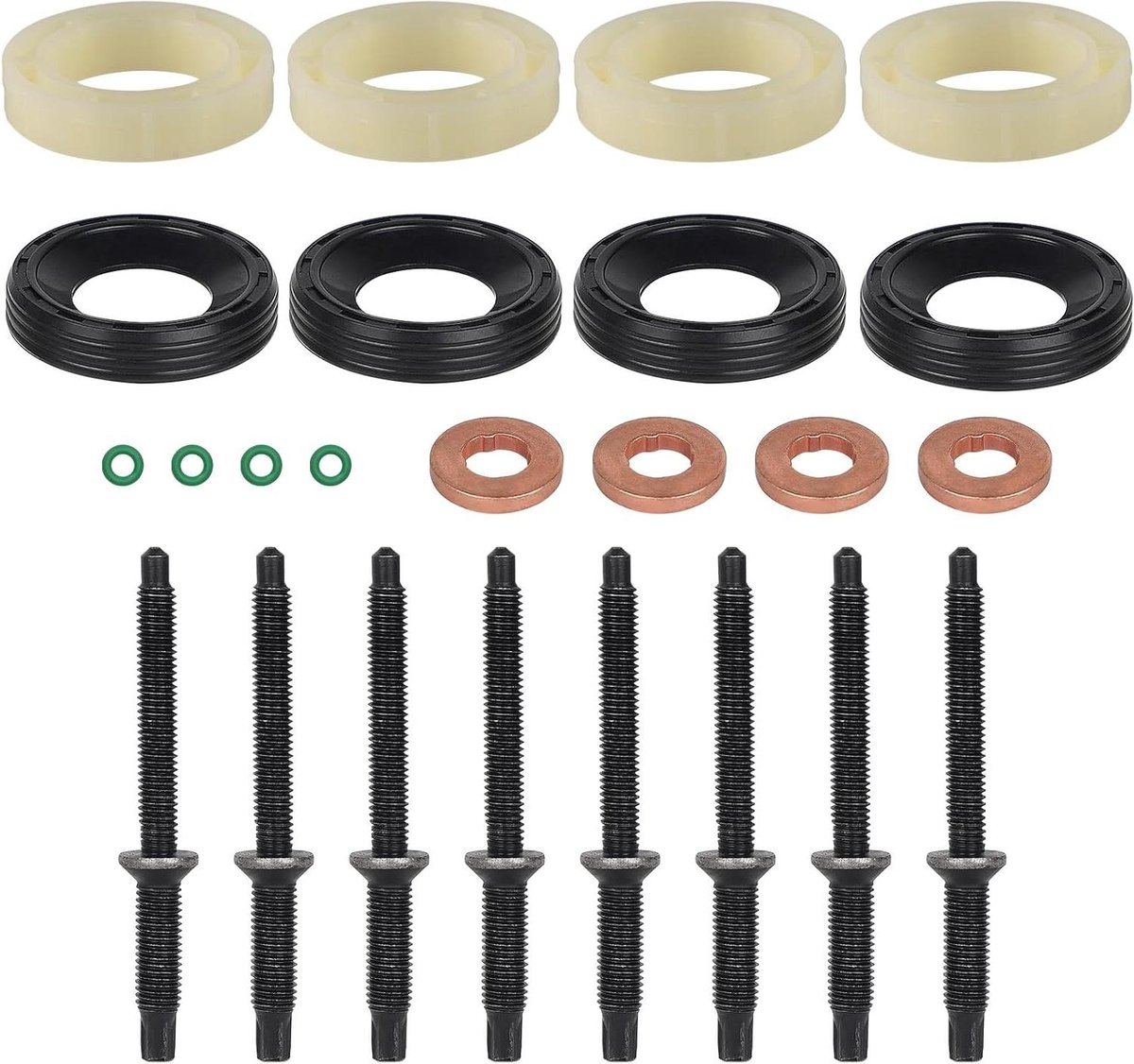 Allecto Plus - Dieselinjector afdichtingsset met 8 schroeven en O-ring kit - Voor Citroën en Peugeot auto's