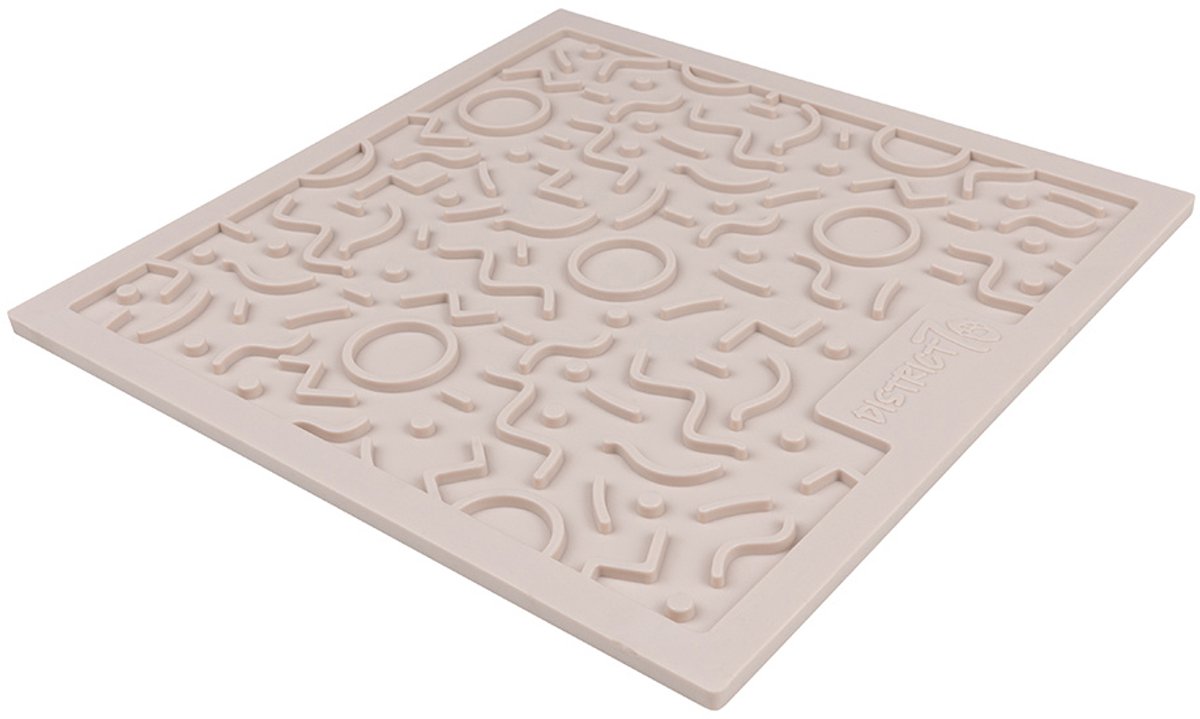 QUEST - Stijlvolle Honden Likmat - 28 x 28 cm - Donkergrijs, Merengue en Terra