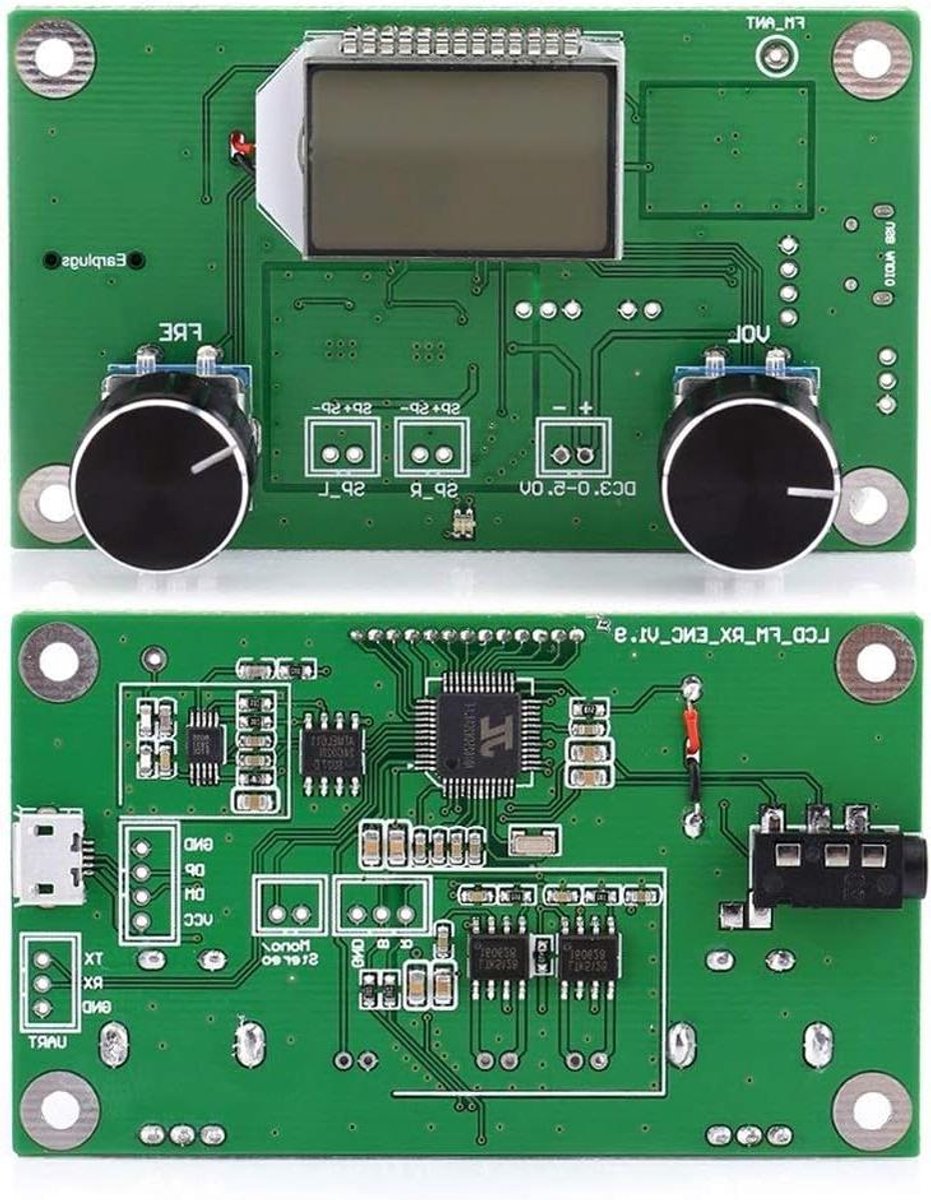 Allecto Plus - FM-ontvanger voor DHZ digitale stereo FM-radio-ontvangermodule met LCD-display, 87-108 MHz, seriële interfacebediening.