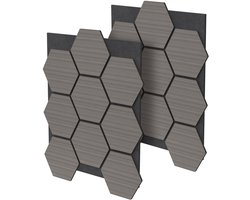 Set van 2 akoestische panelen voor 1m² Grijze wandpanelen Hexagon geluidsisolatie ML-Design