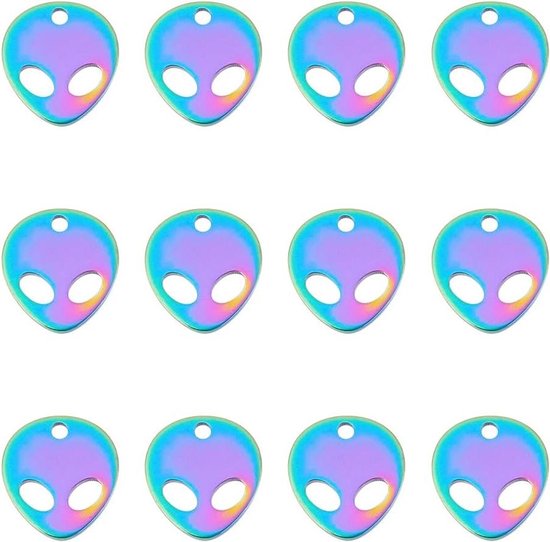 Allecto Plus - Regenboog Alien Charms - RVS ET Head Hangers - Alien UFO ...