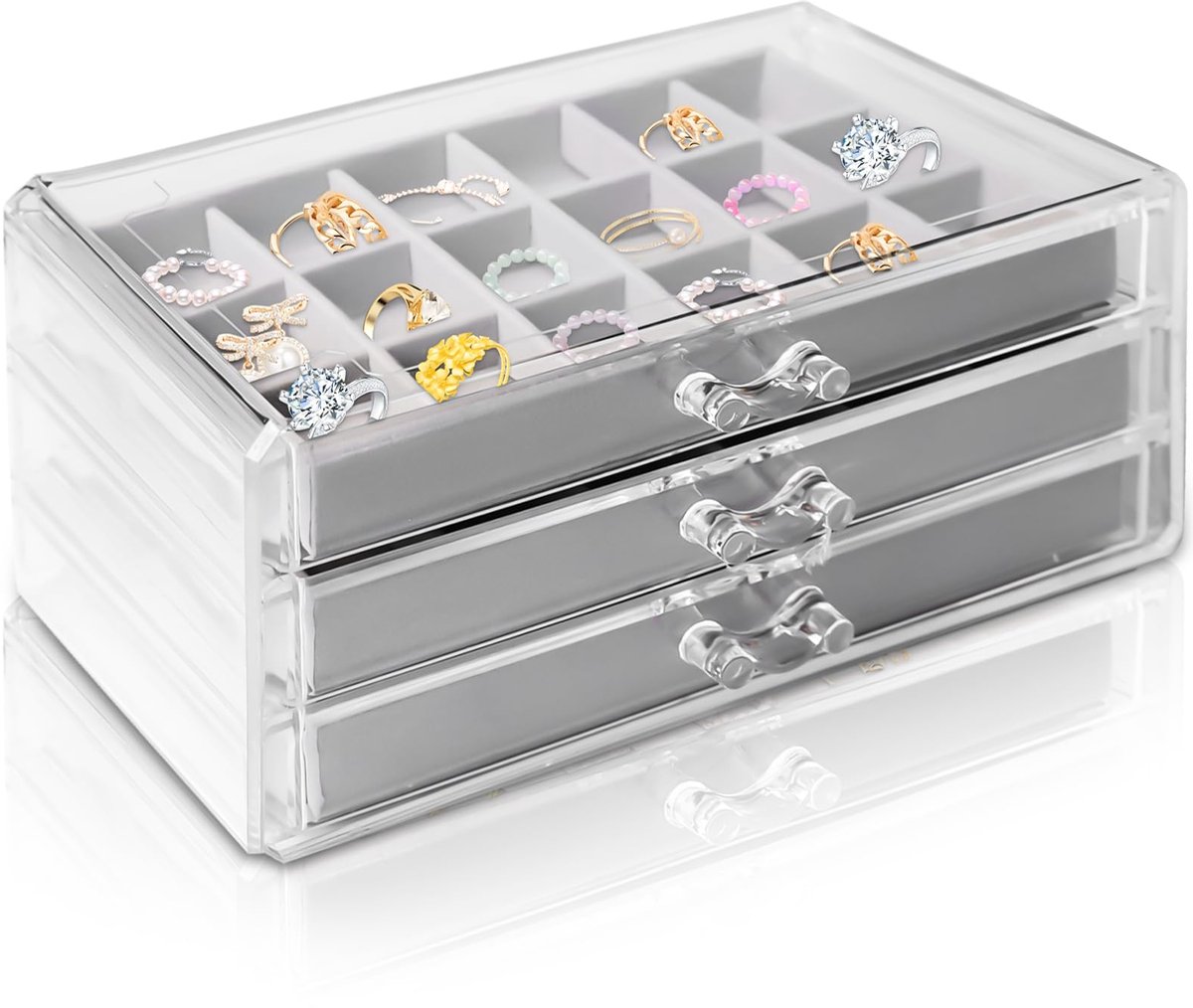 Ibenzoa® Acryl sieradenorganizer met 3 lades voor sieradenopslag en bescherming