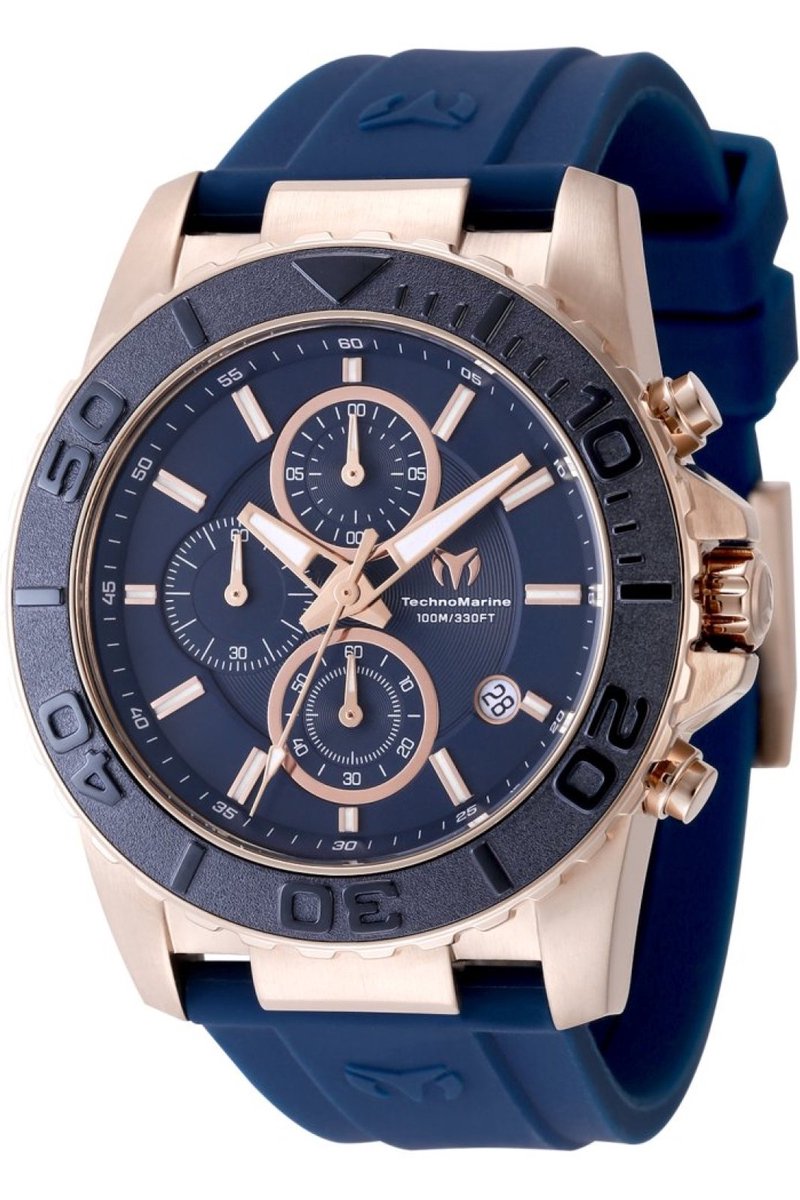 TechnoMarine Sea TM-725008 Heren Horloge - Waterdicht - Analoog - Quartz Uurwerk - Roestvrij Staal met blauwe Wijzerplaat - 45mm