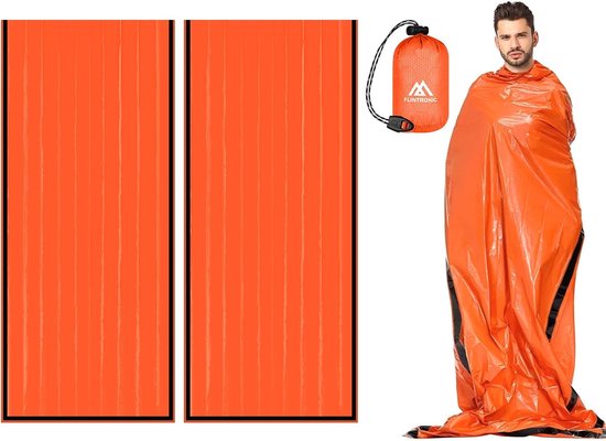 RFWR® Noodslaapzak voor outdoor, 2 stuks, waterdicht, hittebestendig, compacte bivakzak voor survival en noodsituaties van Merkloos — afbeelding 2