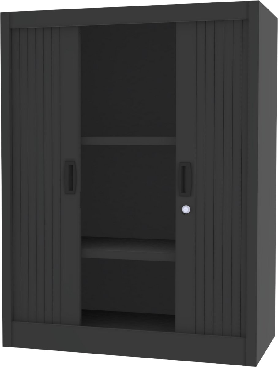 Povag Roldeurkast - Opbergkast met slot - Kantoorkast - 105x80x40 cm - Zwart