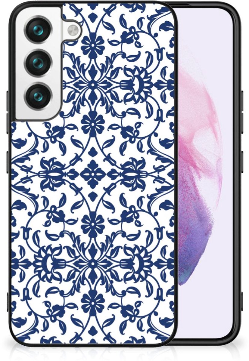 Samsung Galaxy S22 Bloemen Hoesje Flower Blue