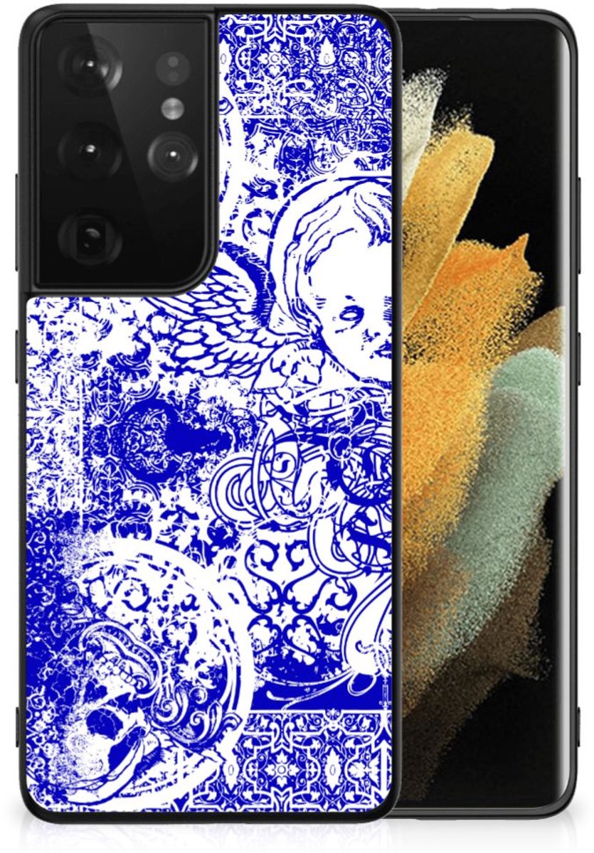 Telefoonhoesje Samsung Galaxy S21 Ultra Angel Skull Blauw