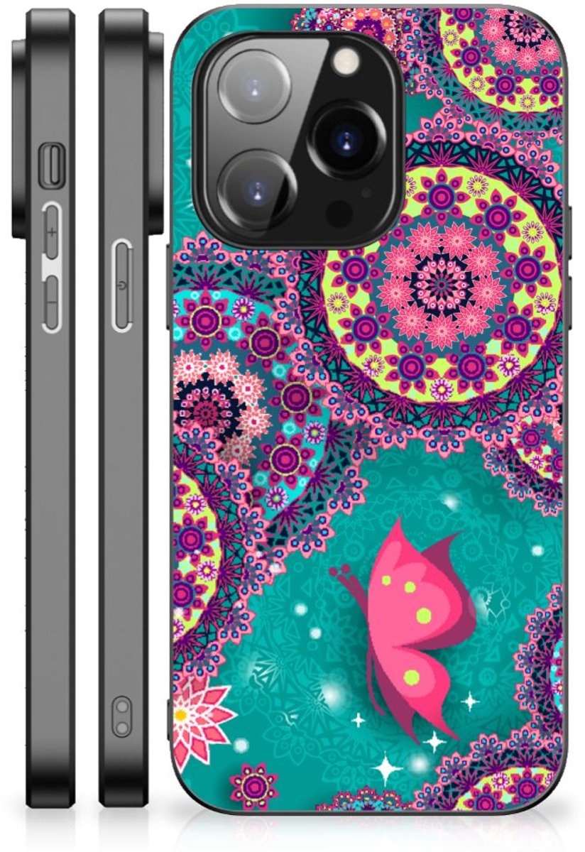 iPhone 14 Pro Leuk Telefoonhoesje Cirkels en Vlinders