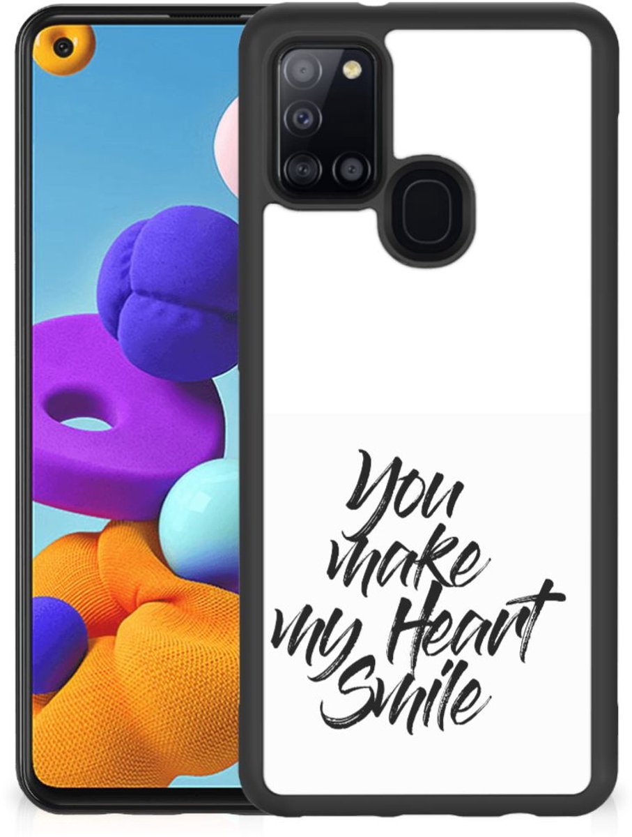 Back Cover voor Samsung Galaxy A21s Hoesje met Quotes Heart Smile