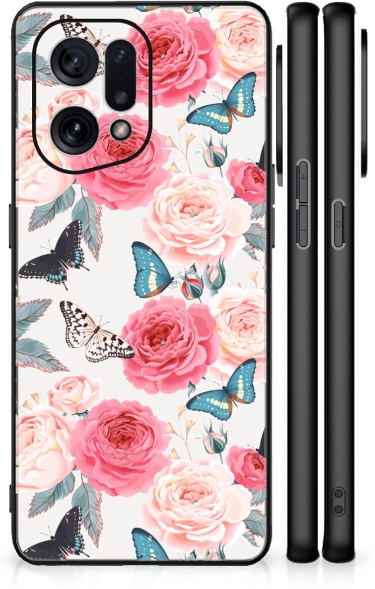 OPPO Find X5 Bloemen Hoesje Butterfly Roses