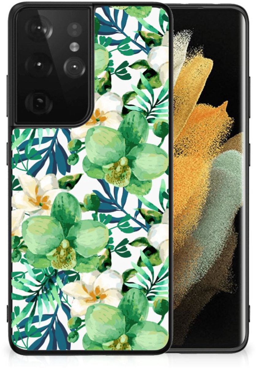 Samsung Galaxy S21 Ultra Bloemen Hoesje Orchidee Groen