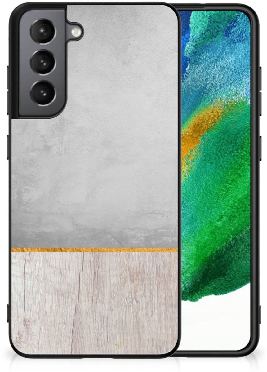 Samsung Galaxy S21FE Houten Print Telefoonhoesje Wood Concrete