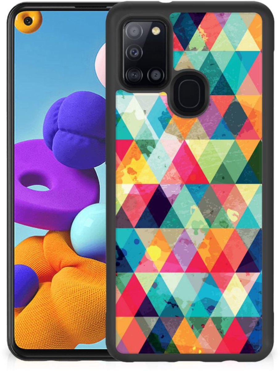 Back Cover voor Samsung Galaxy A21s Bumper Case Geruit