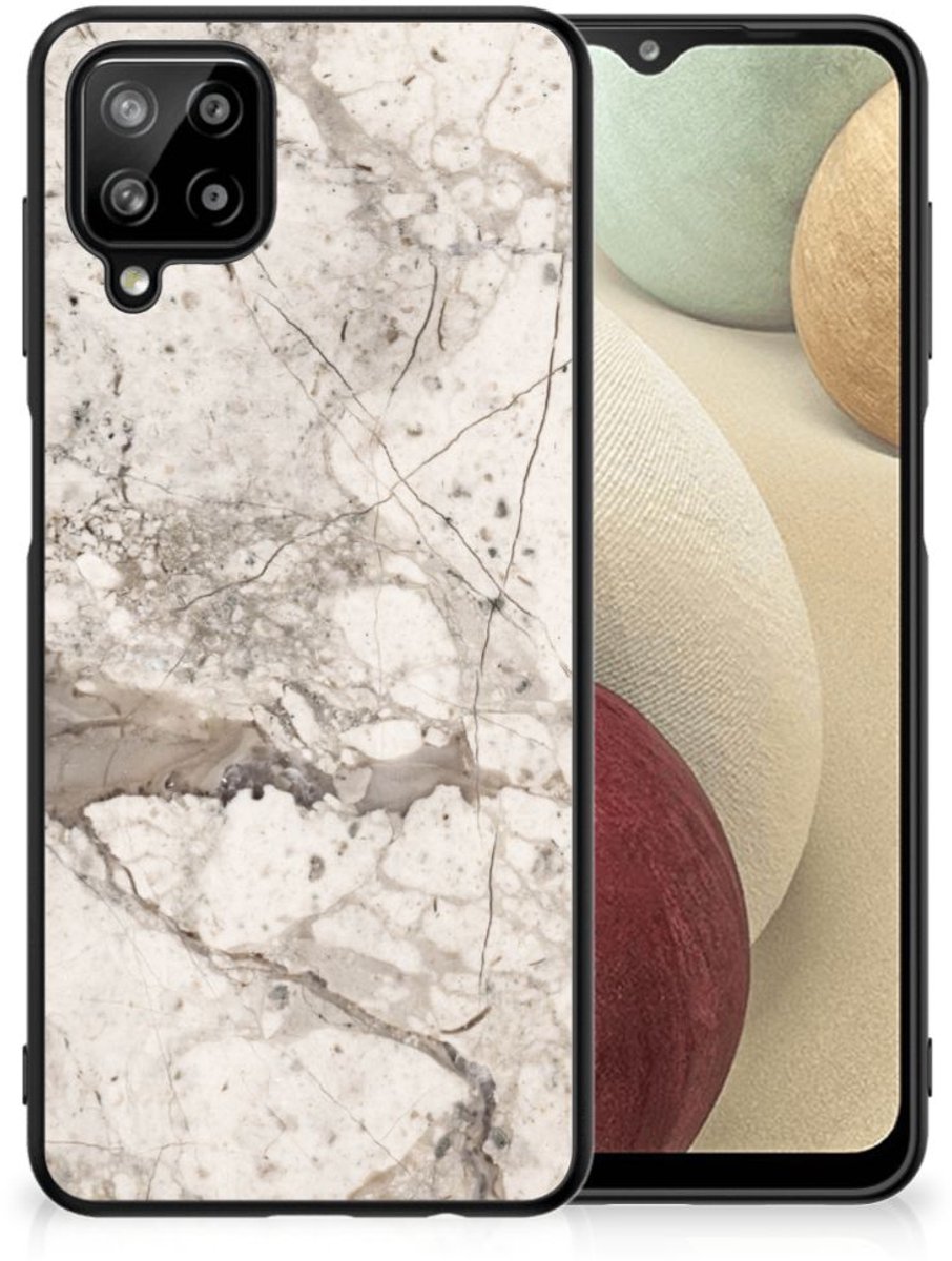 Samsung Galaxy A12 Marmeren Print Telefoonhoesje Marmer Beige