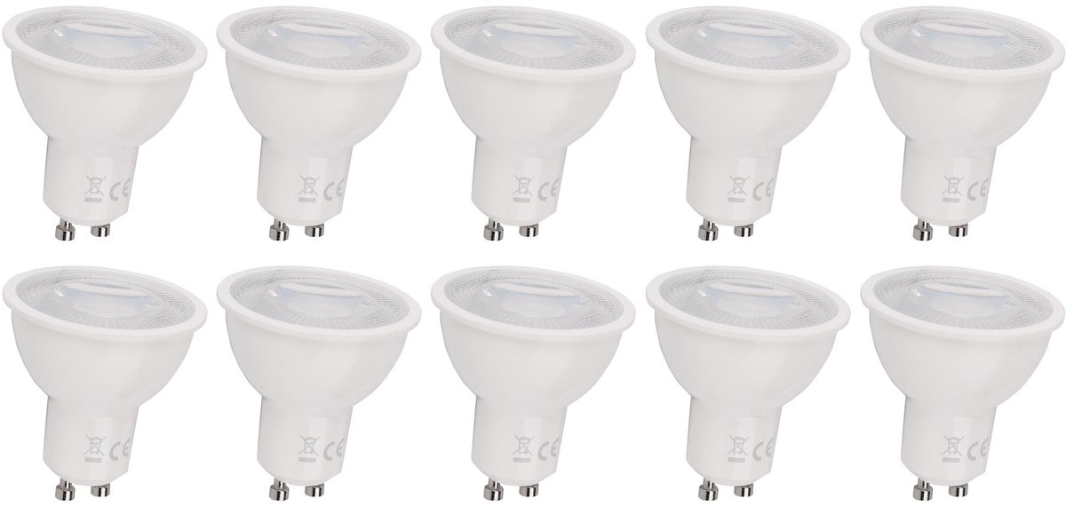 GU10 spot dimbaar 10 stuks koelwit | PAR16 bajonetsluiting | LED 7W~650Lm=50W halogeenverlichting | 4000K Triac - 230V