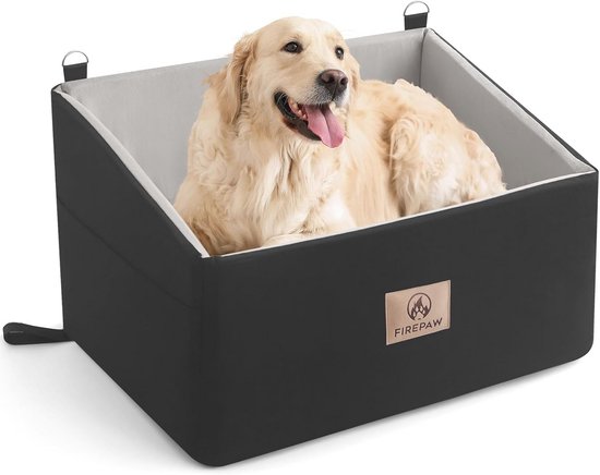 Lealchum Grote hondenautostoeltje, traagschuim kussen autostoel voor 2 kleine honden, comfortabel autohondenbed met zijvak en 3 clip-on veiligheidsriemen, eenvoudig te installeren autostoel voor