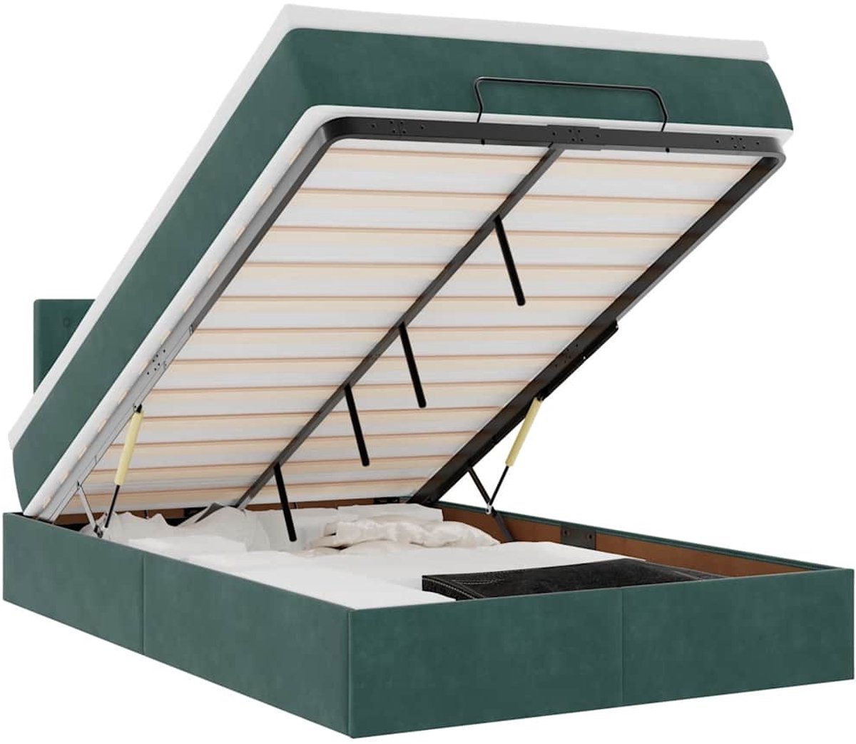 vidaXL - Ottoman - bed - met - matras - en - LED's - 120x200cm - fluweel - donkergroen