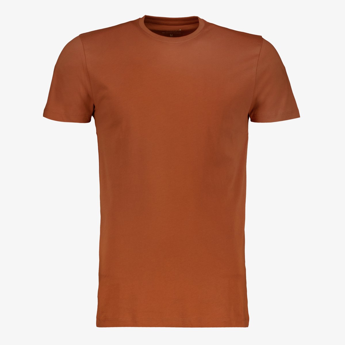 Unsigned heren T-shirt katoen ronde hals bruin - Maat S