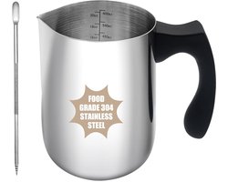 Ibenzoa® Professionele Melkschuimkan van 600ml met Hittebestendige Greep en Latte Art Pen