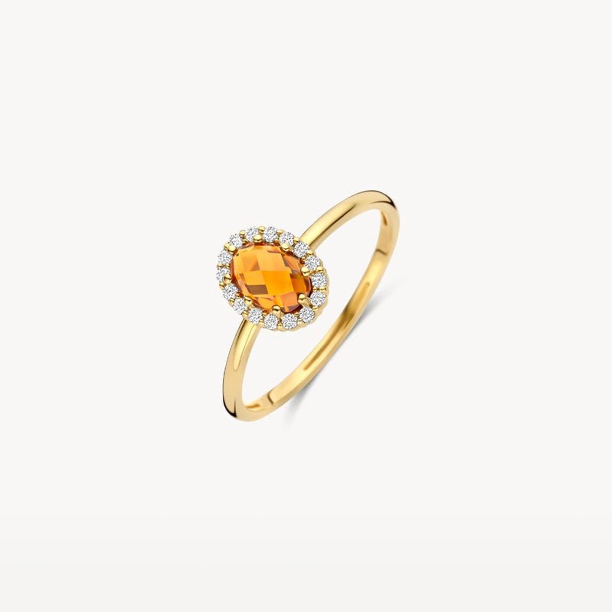 Blush gouden ring 1271YCI/54 | 14k geel goud pavé-zetting | oranje Madera citrien zirkonia ring sieraden dames accessoire