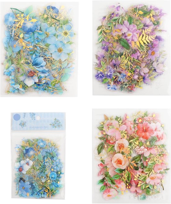 Foto: Allecto premium set van 120 bloemenstickers zelfklevende transparante stickers voor knutselen en decoratie laptop skateboard fiets bloemvormige plakkers voor plakboek liefhebbers