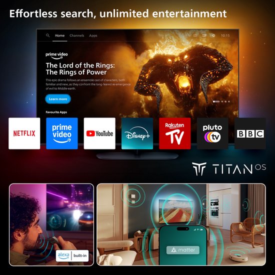 Philips Ambilight 65MLED910/12 tv 165,1 cm (65") 4K Ultra HD Smart TV Wifi Zwart