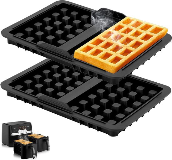 Allecto Premium - Accessoires voor de Airfryer: Wafelvormen - Set van 2 - Compatibel met diverse modellen - Herbruikbaar - Voor heerlijke wafels - Keukenaccessoires