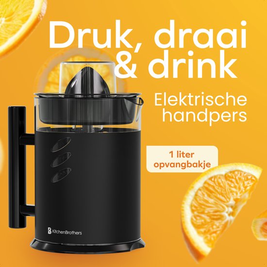 KitchenBrothers Citruspers - 1L - Handmatig - Sinaasappelpers en Citroenpers - Met Uitloop en Handvat - Zwart van Merkloos — afbeelding 3