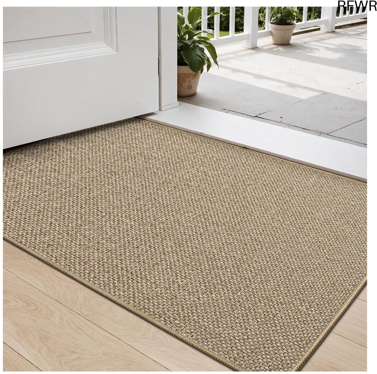 RFWR Absorberende Binnendeurmat 44 x 75 cm - Vuilvanger voor Voordeur en Gang, Beige