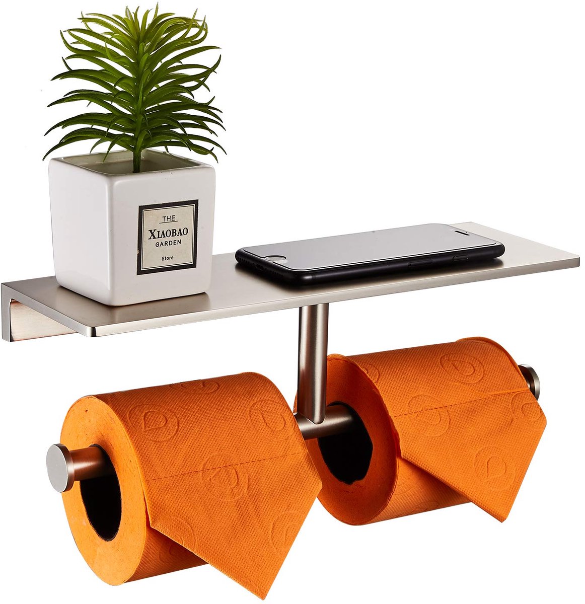 Ibenzoa® Dubbele Toiletrolhouder en Papieren Zakdoekdispenser van Massief Messing met Extra Opbergruimte in Luxe Stijl voor Badkamer