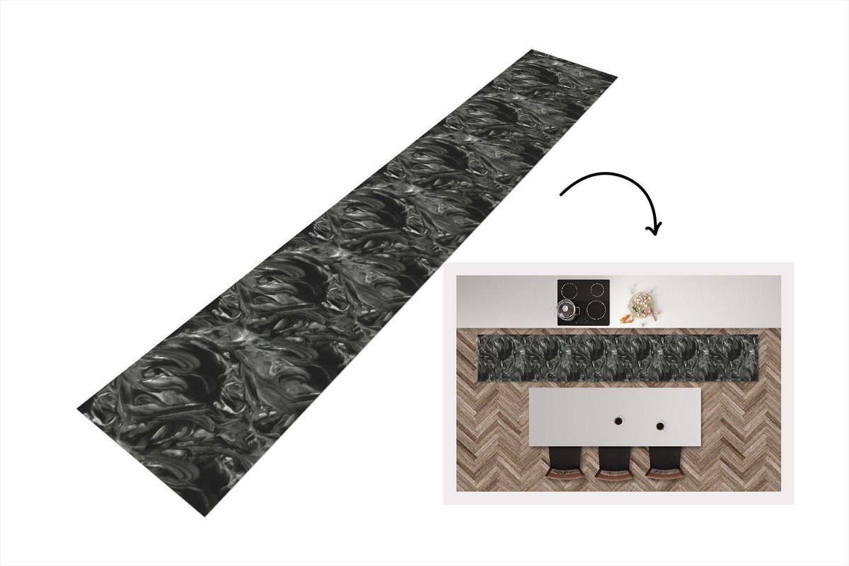 KitchenYeah Keukenloper 360x60 cm - Keukenmat vinyl Verf - Patronen - Marmer print - Keukenmatten loper - Keuken vloerkleed tapijt