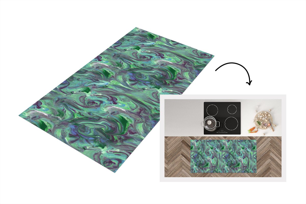 KitchenYeah Keukenloper 120x60 cm - Keukenmat vinyl Abstract - Marmer print - Verf - Patronen - Keukenmatten loper - Keuken vloerkleed tapijt