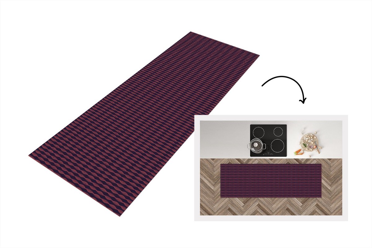 KitchenYeah Keukenloper 150x50 cm - Keukenmat vinyl Patronen - Abstract - Vintage - Keukenmatten loper - Keuken vloerkleed tapijt