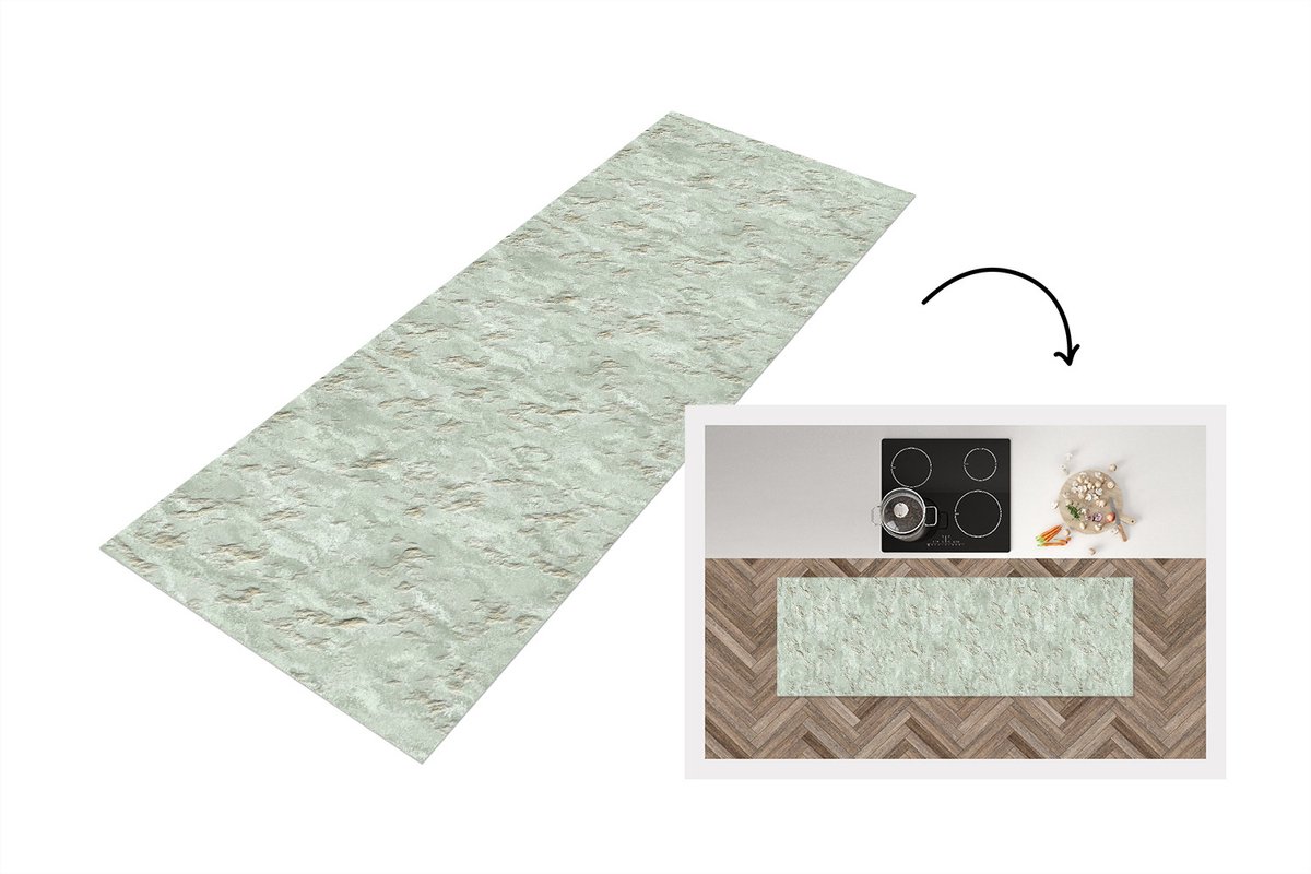 KitchenYeah Keukenloper 180x60 cm - Keukenmat vinyl Gips - Structuur - Patronen - Keukenmatten loper - Keuken vloerkleed tapijt Steen - Structuur