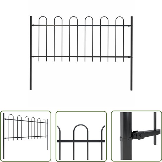 The Living Store Clôture de jardin – Clôture décorative en acier – 170 x 130 cm – Zwart