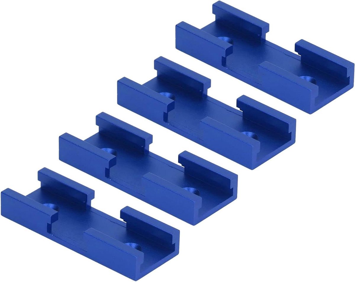 Allecto Premium - Houtbewerking Cross Track Connector - Aluminium - DIY T Slot Gereedschap - Timmerman - Blauw - Set van 4
