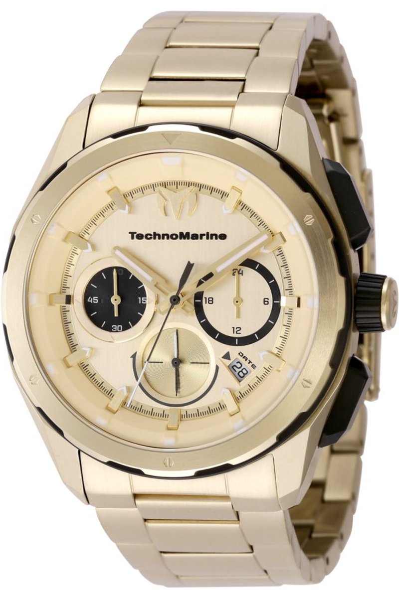 TechnoMarine OCEAN - NOMAD TM-318094 Heren Horloge - Waterdicht - Analoog - Quartz Uurwerk - Roestvrij Staal met gouden Wijzerplaat - 43mm