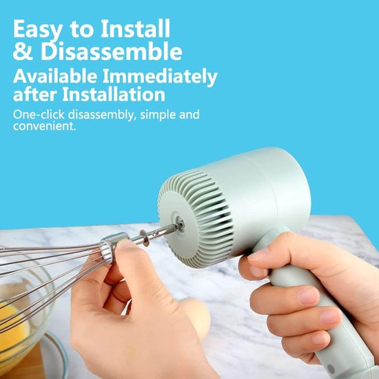 Handmatige Elektrische Mixer - USB Oplaadbare Handgeklopte Klopper met 3 Snelheidsinstellingen voor Witte Pudding - Eieren Mixen van Merkloos	 — afbeelding 5