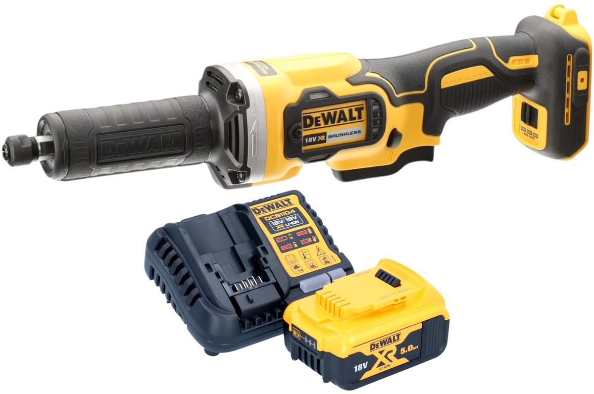 DeWalt DCG 426 P1 accuslijpmachine 18 V borstelloos + 1x oplaadbare accu 5.0 Ah + lader