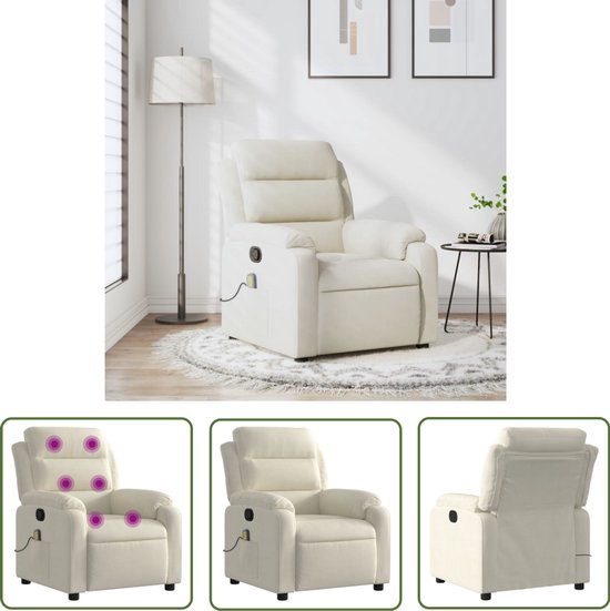 VidaXL Massagestoel - Kunstleer - Crème - Verstelbaar Massagestoel Massagestoelen Fauteuil Relaxfauteuil VidaXL Massagestoel - Kunstleer - Crème - Verstelbaar Massagestoel Massagestoelen Fauteuil Relaxfauteuil
