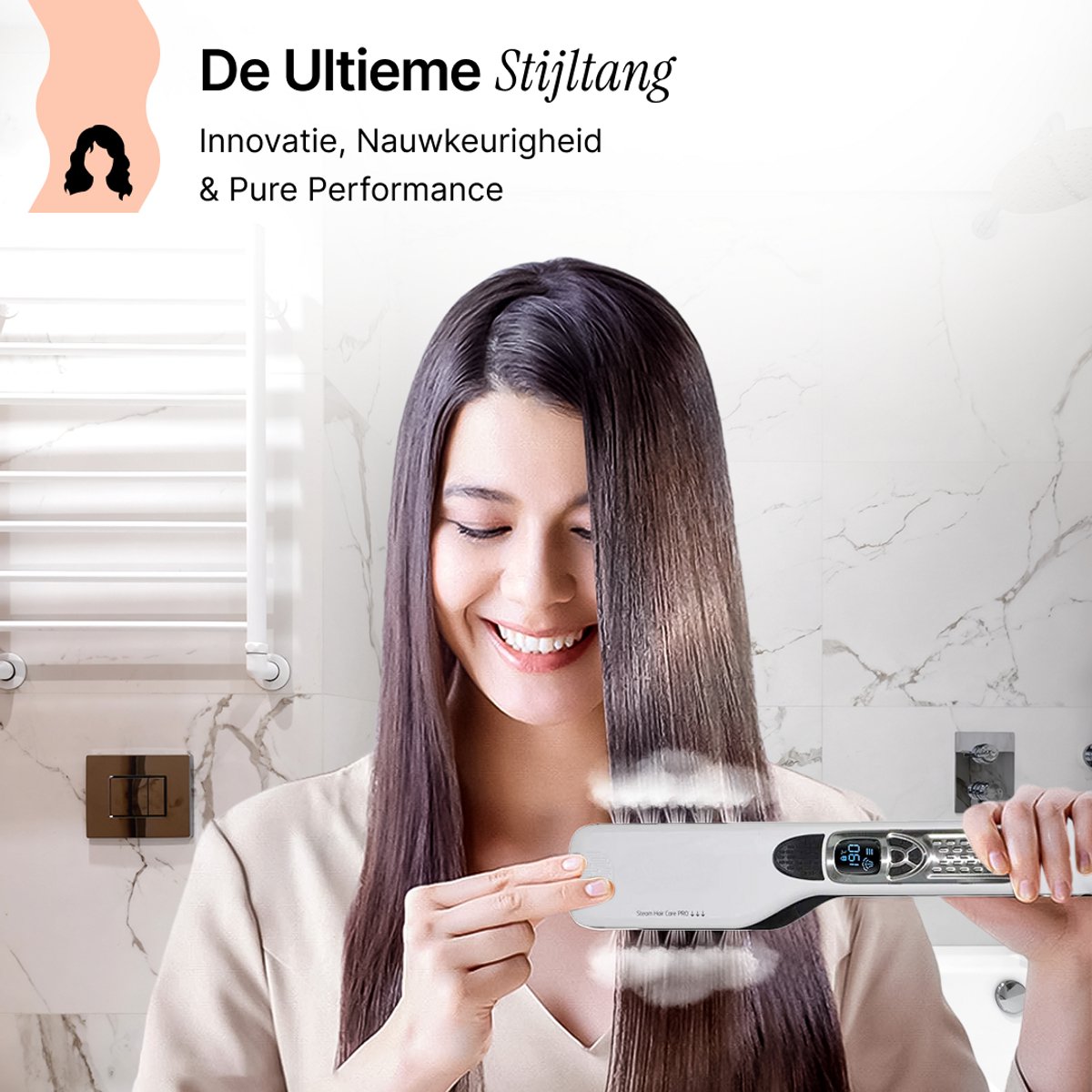 BALORS® Professionele Stoom Stijltang 5 in 1 - 150º t/m 230ºC - Steam Active Care - Hairstraightener - Stijltangen - Krultang - Coldshot - Haardroger - Wet-to-dry - Snel opgewarmd - Stoomtechnologie - Wit — cadeau in Verzorging - foto 7