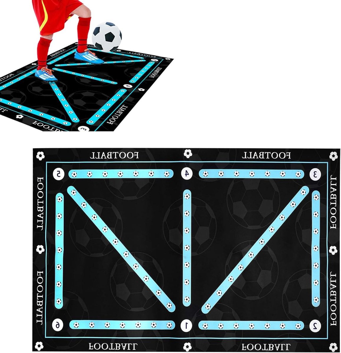 Allecto Plus - Antislip voetbalmat 60 x 90 cm - Schokabsorberende mat voor voetbaltraining - Verbeter dribbelen en balcontrole - Cadeau voor voetbalfans - Volwassenen & kinderen - Stil - 2-3 zoekwoorden Liefhebbers, Let op Kinderen