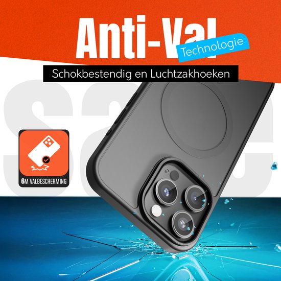 Hoesje Geschikt voor iPhone 15 Pro Max - Zwart - Geschikt voor MagSafe – Slank, Sterk en Shock proof