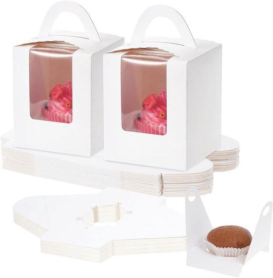30 stuks individuele cupcakedozen , taartdozen met handgrepen