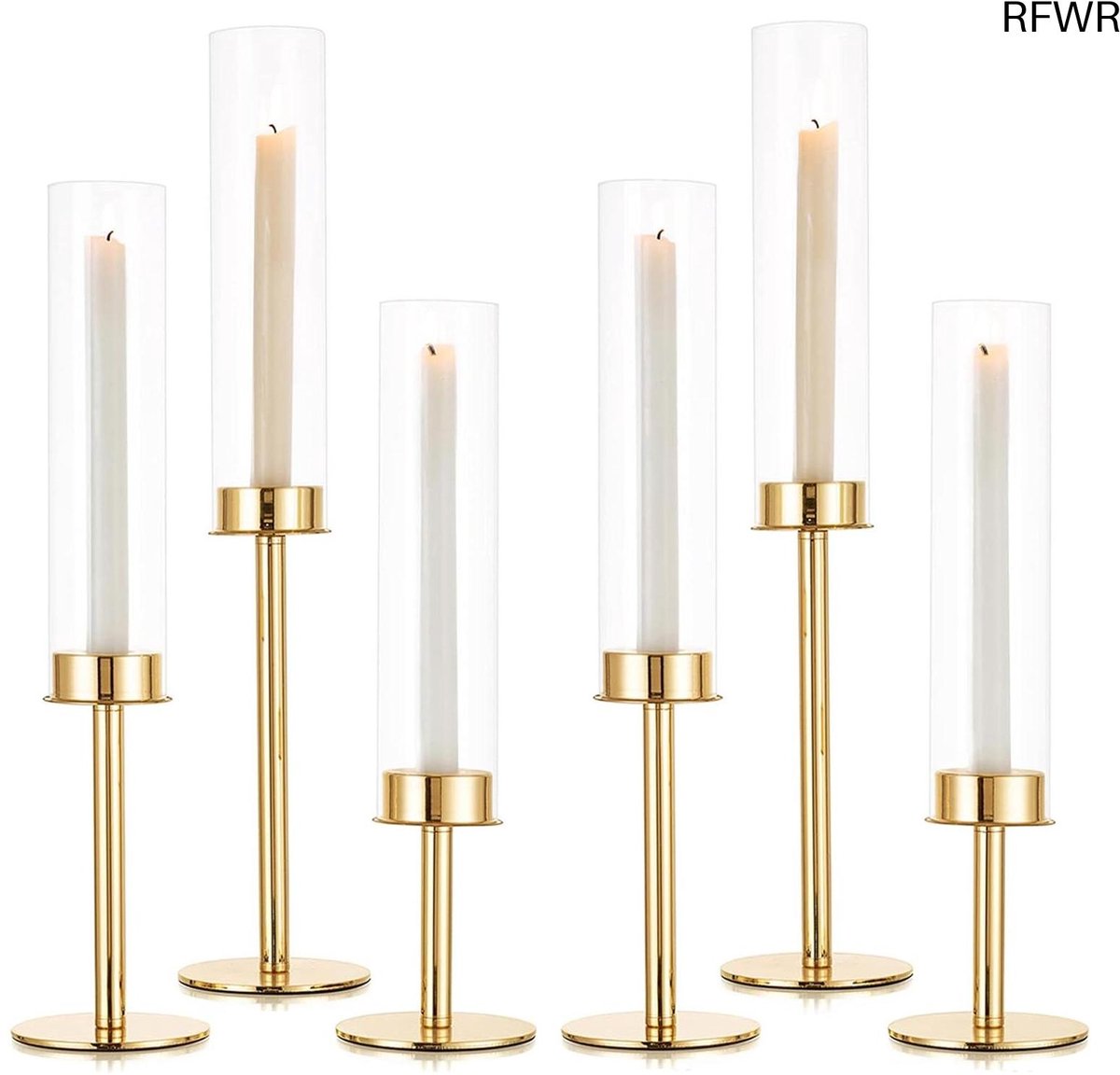 RFWR® 48 cm Hoge Kandelaar Kaarshouders Set van 6 - Elegante Tafeldecoratie voor Bruiloft en Diner
