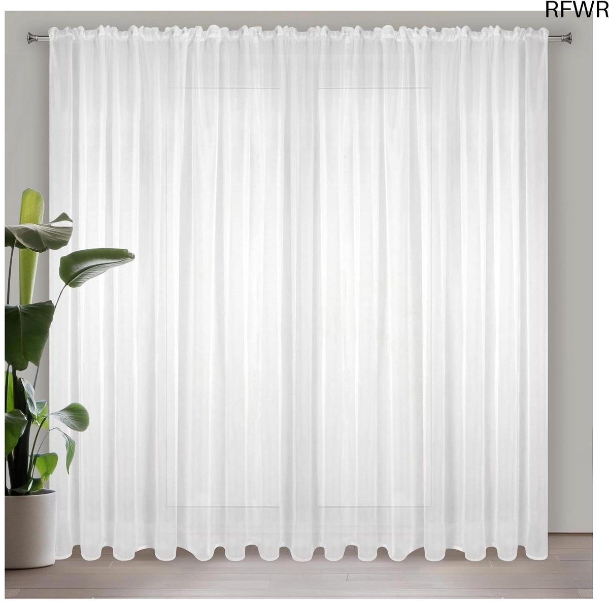 RFWR Transparant Voile Gordijn met Plooiband - 400 x 270 cm