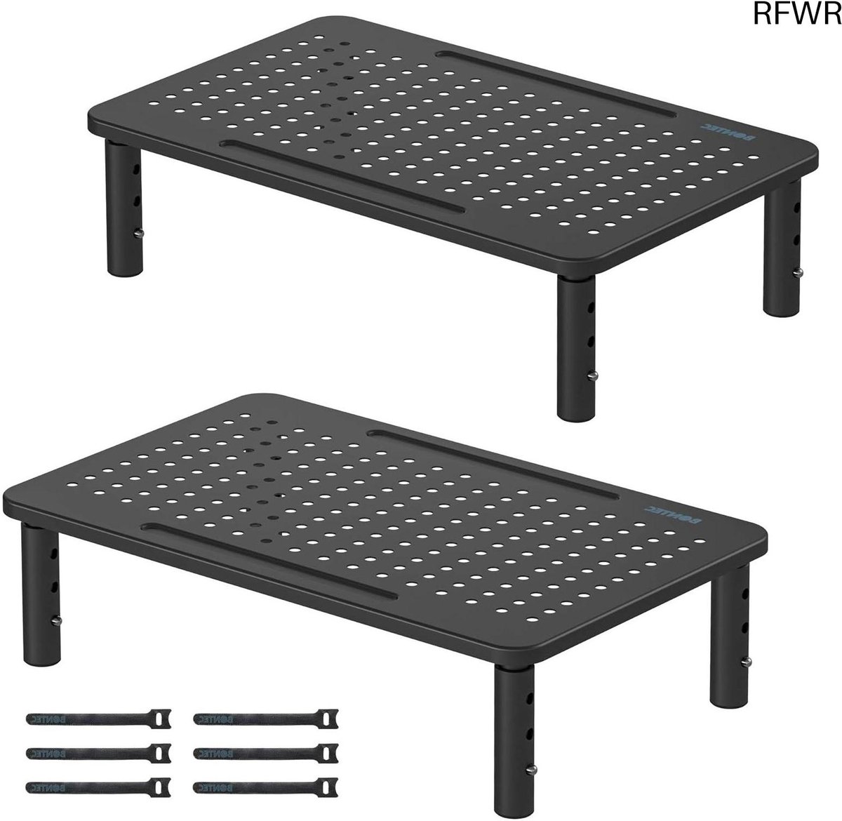RFWR® Ergonomische Monitorstandaard met Hoogte Verstelling en Kabelbeheer - 2 Pack