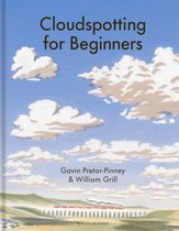 Boek kaft met de titel 'Cloudspotting for Beginners' tegen een blauwe lucht met witte wolken. Op de achtergrond een trein op een brug.