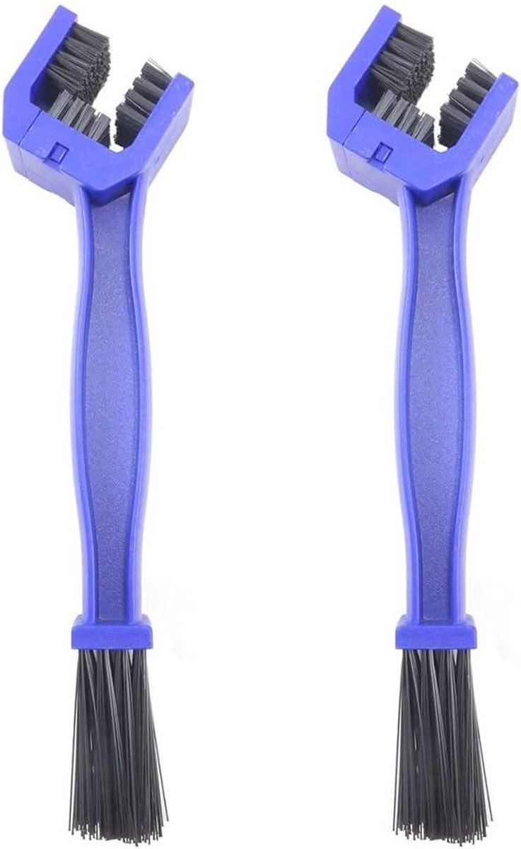 Kettingreiniger voor fiets en motor - Reinigingsborstel voor dubbel uiteinde ketting - Blauw - Set van 2 stuks - Geschikt voor mountainbike en scooter