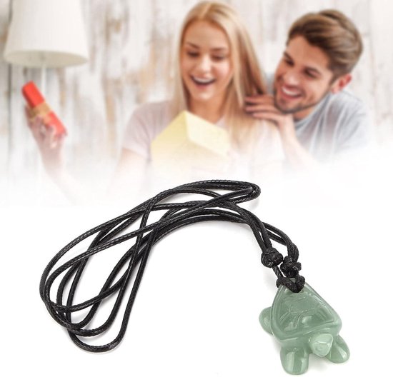 Allecto Plus - Collier Bijoux tortue en jade vert - Amulette porte Geluk Decor